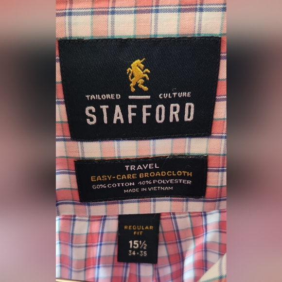 Stafford Men's LS button Up casual dress shirt excellent condition - Picture 3 of 3